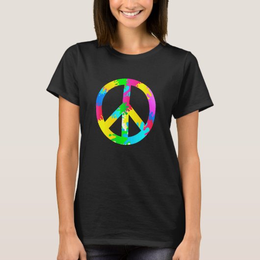 Flower Power Peace Hippie Love 60s 70s Costume Ret Tシャツ (正面)