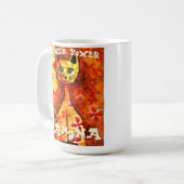 Flower Power Retro Whimsical Cat Personalized コーヒーマグカップ (正面左)