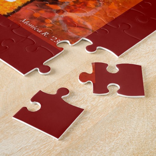 Flower Power Retro Whimsical Cat Personalized ジグソーパズル (側面)