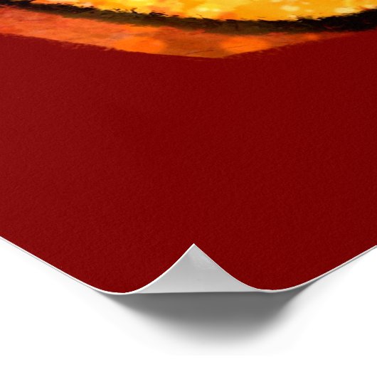 Flower Power Retro Whimsical Cat Personalized ポスター (角)