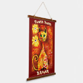 Flower Power Retro Whimsical Cat Personalized 吊り下げ型タペストリー (傾斜あり)