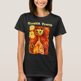 Flower Power Retro Whimsical Cat Personalized Tシャツ