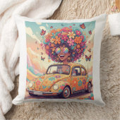 Flower Power Ride Throw Pillow クッション (ブランケット)