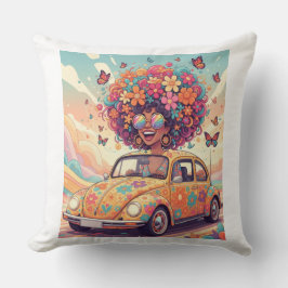 Flower Power Ride Throw Pillow クッション