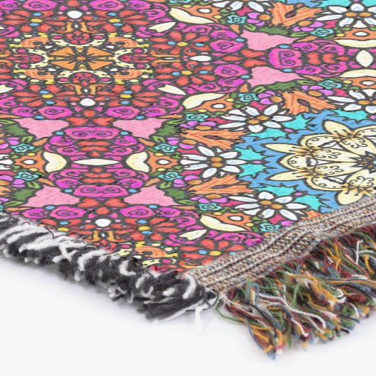 Flower Power V Garden Groovy スローブランケット (コーナー)