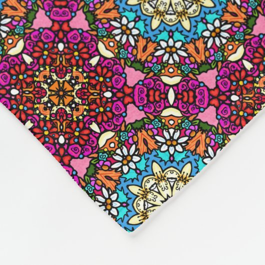 Flower Power V Garden Groovy フリースブランケット (角)