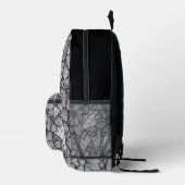 Flower Print Backpack With White Gray Black Art プリントバックパック (右)