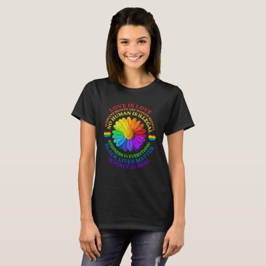 Flower Rainbow Human Black Lives Rights Science LG Tシャツ (正面フル)