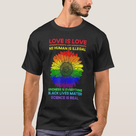 Flower Rainbow Human Black Lives Rights Science Lg Tシャツ (正面)