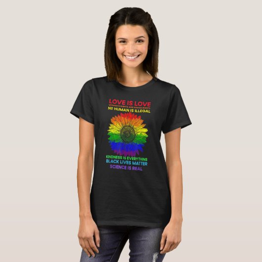 Flower Rainbow Human Black Lives Rights Science Lg Tシャツ (正面フル)