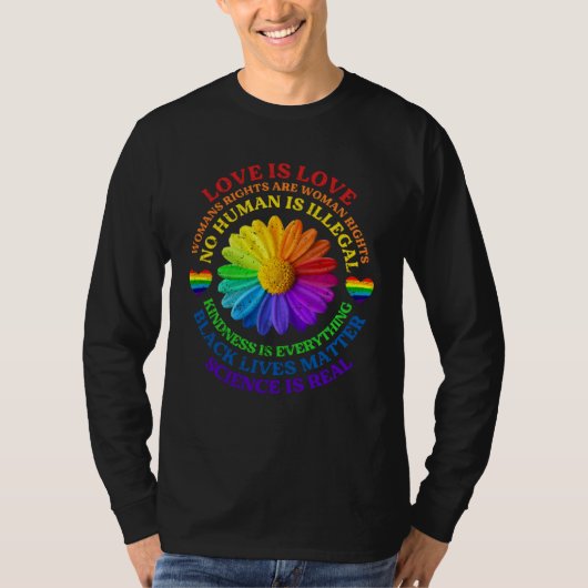 Flower Rainbow Human Black Lives Rights Science LG Tシャツ (正面)