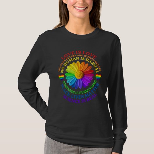 Flower Rainbow Human Black Lives Rights Science LG Tシャツ (正面)