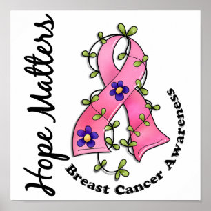 Flower Ribbon 4 Hope Matters Breast Cancer ポスター