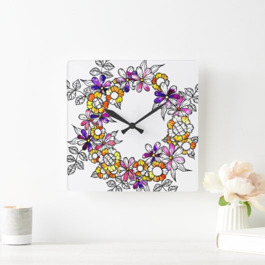 Flower Ring スクエア壁時計 (ホーム)