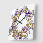 Flower Ring スクエア壁時計 (傾斜)