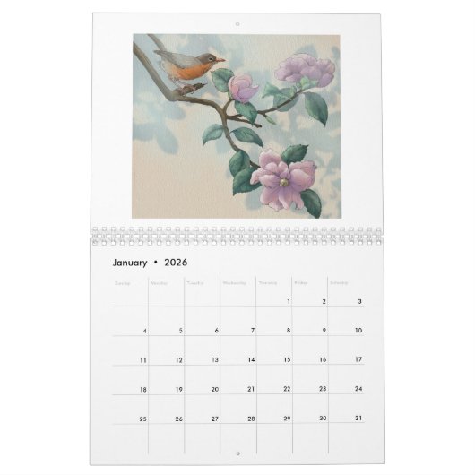 Flower sand Fauna 2026 Wall Calendar カレンダー (1月 2026)