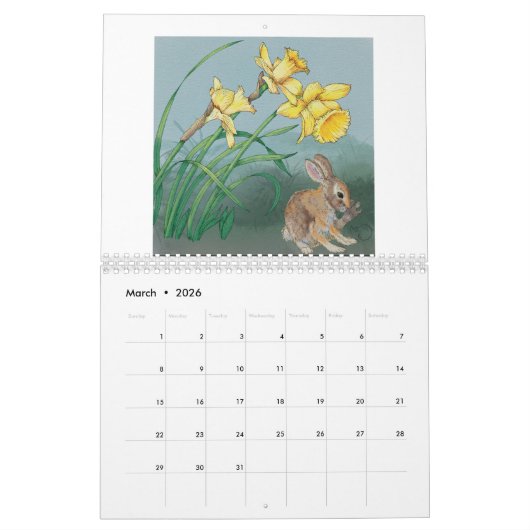 Flower sand Fauna 2026 Wall Calendar カレンダー (3月 2026)