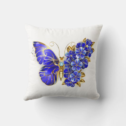 Flower Sapphire Butterfly クッション (裏面)