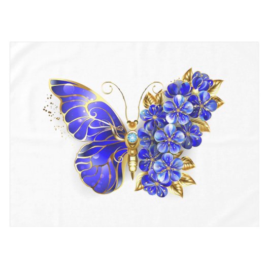 Flower Sapphire Butterfly テーブルクロス (正面(横))