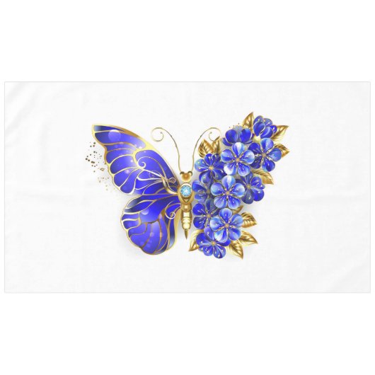 Flower Sapphire Butterfly テーブルクロス (正面(横))