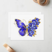 Flower Sapphire Butterfly ノートカード (正面/裏面インサイチュ)