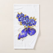 Flower Sapphire Butterfly ハンドタオル (ハンドタオル)