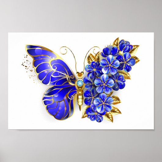 Flower Sapphire Butterfly ポスター (正面)