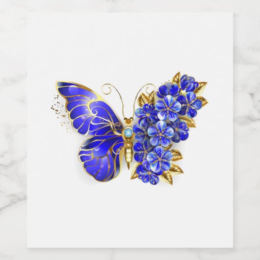 Flower Sapphire Butterfly ワインラベル (シングルラベル)