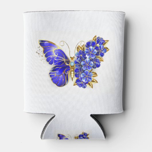 Flower Sapphire Butterfly 缶クーラー (正面)