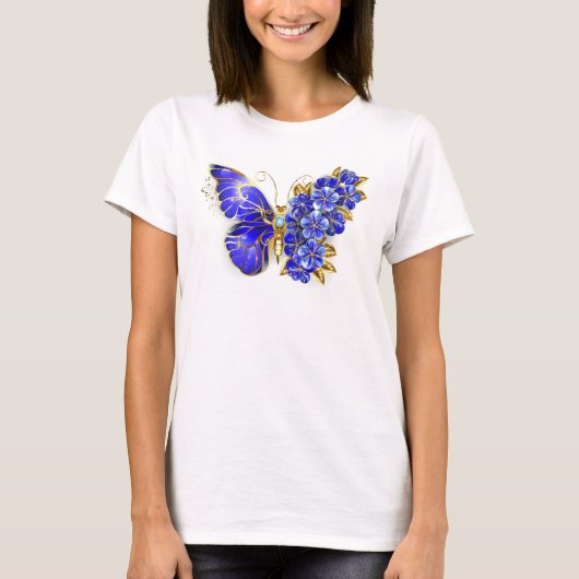 Flower Sapphire Butterfly Tシャツ (正面)