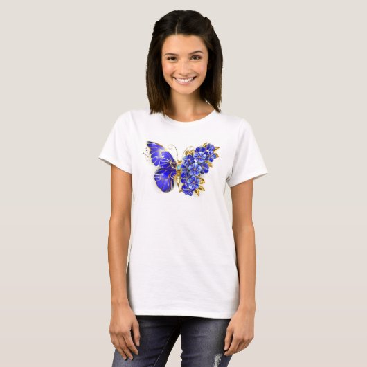Flower Sapphire Butterfly Tシャツ (正面フル)