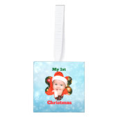 Flower Shape My 1st Christmas Photo キューブオーナメント (正面)