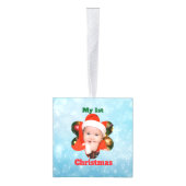 Flower Shape My 1st Christmas Photo キューブオーナメント (右)