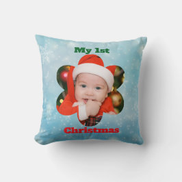 Flower Shape My 1st Christmas Photo クッション