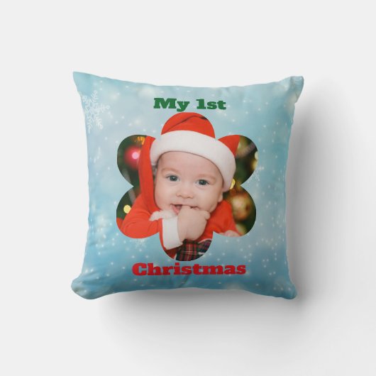 Flower Shape My 1st Christmas Photo クッション (正面)