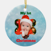 Flower Shape My 1st Christmas Photo セラミックオーナメント (正面)