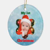 Flower Shape My 1st Christmas Photo セラミックオーナメント (左)
