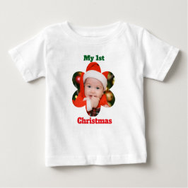 Flower Shape My 1st Christmas Photo ベビーTシャツ