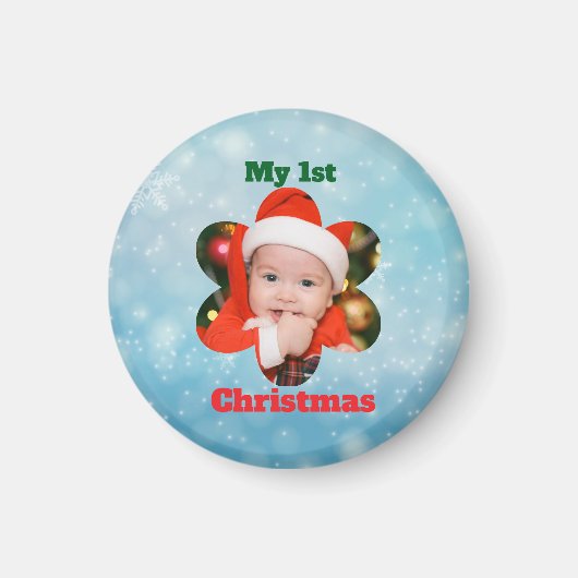 Flower Shape My 1st Christmas Photo マグネット (正面)