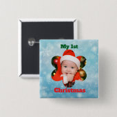 Flower Shape My 1st Christmas Photo 缶バッジ (正面&裏面)