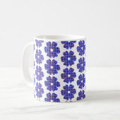 Flower Shape Plaid Blue Cornflower コーヒーマグカップ (正面左)
