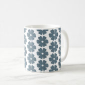 Flower Shape Plaid Blue Gray コーヒーマグカップ (正面右)