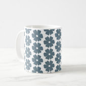 Flower Shape Plaid Blue Gray コーヒーマグカップ (正面左)