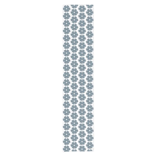 Flower Shape Plaid Blue Gray Table Runner ショートテーブルランナー (正面)