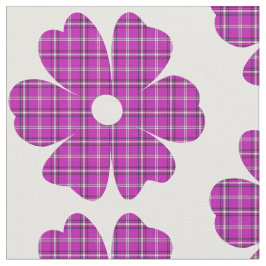 Flower Shape Plaid Pink Purple ファブリック
