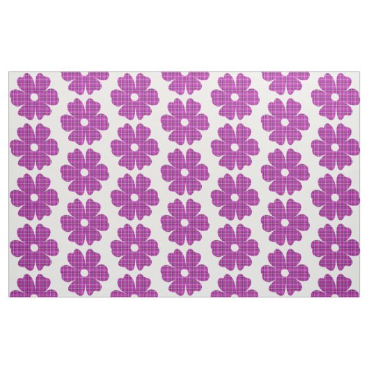 Flower Shape Plaid Pink Purple ファブリック (ファットクウォーター)