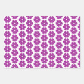Flower Shape Plaid Pink Purple ラッピングペーパーシート (正面3)