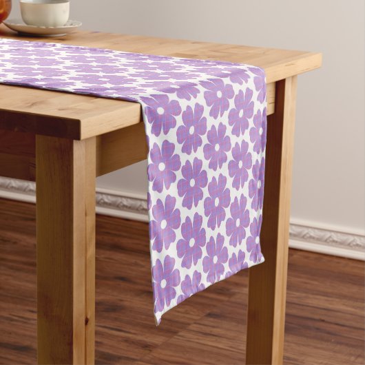 Flower Shape Plaid Pink Purple Table Runner ショートテーブルランナー (インサイチュ)