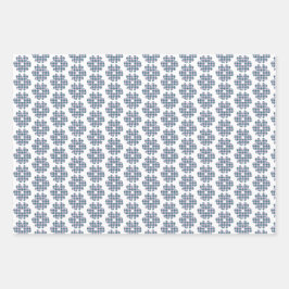 Flower Shape Plaid Pink Teal ラッピングペーパーシート