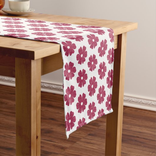 Flower Shape Plaid Red Pink Table Runner ショートテーブルランナー (インサイチュ)